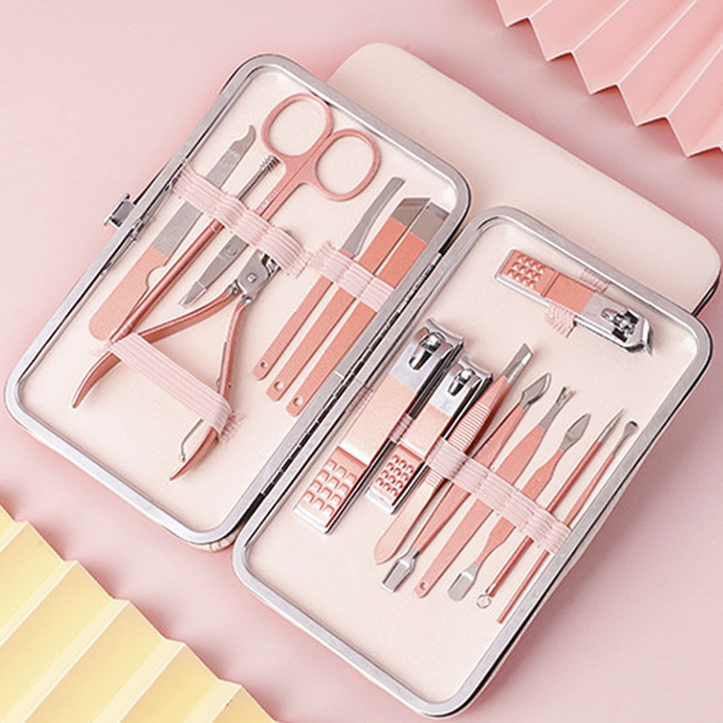 Rose Gold [16 Piece Set]trim Nail clippers suit Nail groove foot Scissors pliers special-purpose pedicure Manicure tools high-grade single ma'am inflammation Artifact