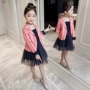 Áo khoác bé gái 2019 xuân mới cho bé phiên bản Hàn Quốc của bộ đồ nhỏ ngoại quốc trong chiếc áo khoác len bé trai lưới lớn màu đỏ - Áo khoác áo khoác cao cấp cho be gái