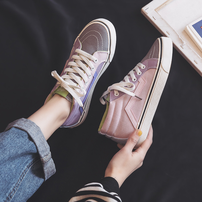 Giày vải cao cấp nữ 2020 mùa xuân mới sinh viên Hàn Quốc phiên bản ulzzang hoang dã giày màu tím giày đế thủy - Plimsolls