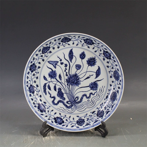 Система годы Diming Xuande имеет голубое и белое пластинское антикварное антикварное антикварное старое PO