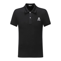 Sán Đầu khoan nóng ve áo ngắn tay áo polo nam T-shirt tay áo năm điểm ngụy trang in PP nam ngắn T cá tính thủy triều - Polo áo phông kẻ ngang nam