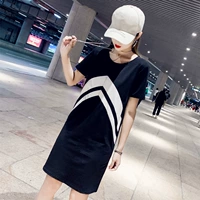 Mùa hè 2019 mới của phụ nữ phiên bản Hàn Quốc của áo dài mỏng giản dị giản dị nữ váy đen thẳng váy - váy đầm váy đẹp 2021