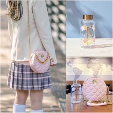 Cтеклянный стакан 星巴克杯子情人节礼物套装女生新款樱花粉色玻璃杯配圆饼包斜挎包 Starbucks