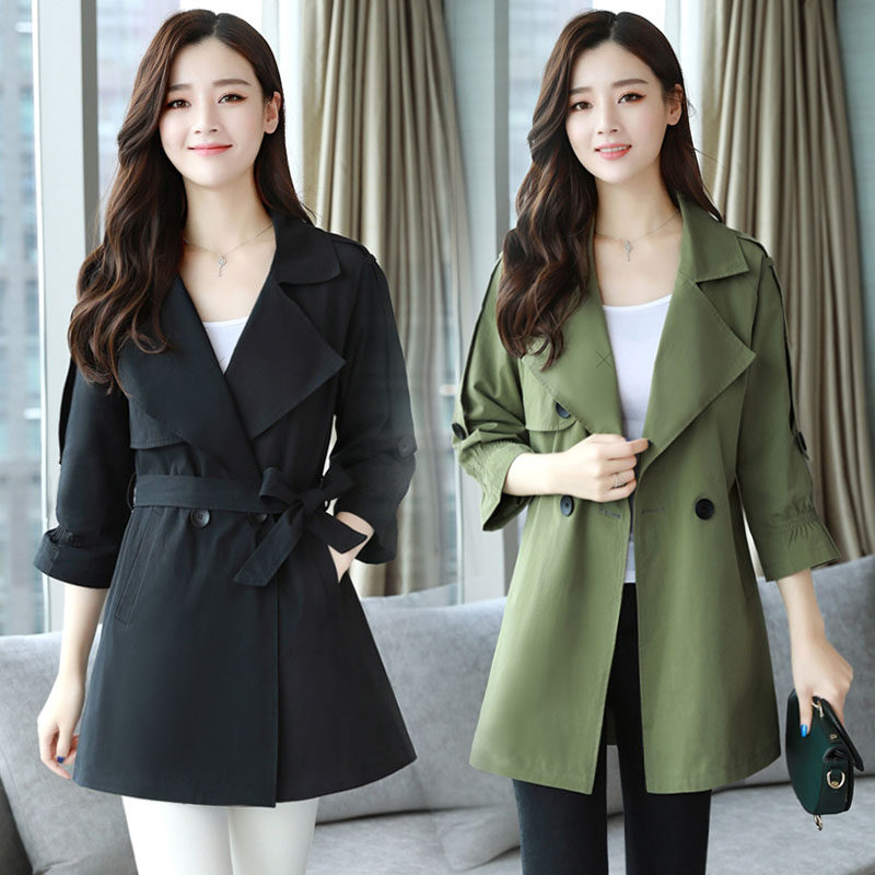 Sâu sắc theo 2018 mùa thu mới lớn kích thước của phụ nữ mùa xuân và mùa thu mùa thu phần dài mỏng áo gió áo khoác 17803