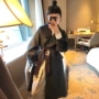 Isabella Wu 18 áo khoác len dài thắt lưng nữ với thắt lưng khí chất retro áo khoác cashmere áo dạ nữ dáng lỡ