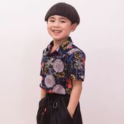 Trẻ em của mặc 2018 mùa hè cậu bé mới Hàn Quốc ngắn tay áo cậu bé áo hoa bé con mùa hè bông áo sơ mi