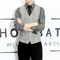 Suit vest nam mùa thu đông phiên bản Hàn Quốc của phong cách retro Anh kẻ sọc Slim vest vest kinh doanh bình thường - Dệt kim Vest bộ vest nam trẻ trung