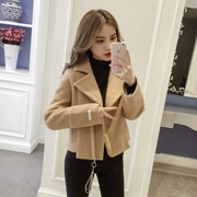 Áo khoác nữ nhỏ bé mùa thu và mùa đông khí chất ve áo nữ 2018 mới thời trang Hàn Quốc dài tay len hoang dã ngắn