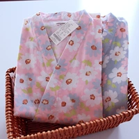 Cha mẹ và con mô hình bông gạc đôi kimono mẹ và con gái mô hình hấp quần áo phụ nữ lỏng lẻo dài tay cho con bú quần áo đồ ngủ pijama nam