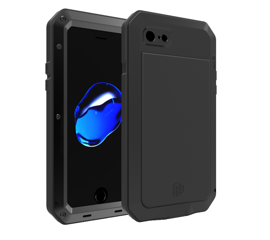Apple 7 / 8 [Fingerprint / Black]For iPhone7 plus Three defense Mobile phone shell Apple 8 generation Fall prevention protect Silicone cover All inclusive Metal frame