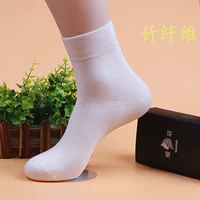 Vớ nam bằng sợi tre Bốn mùa nam vớ cotton ống vớ mồ hôi kinh doanh và khử mùi than tre một hộp 5 đôi vớ chân