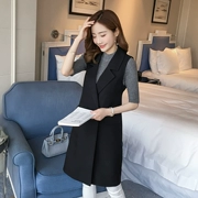 2018 mùa xuân vest của phụ nữ phần dài thời trang bên ngoài Slim mỏng Hàn Quốc phù hợp với vest vest của phụ nữ phần dài