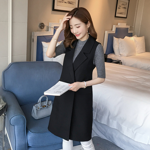 2018 mùa xuân vest của phụ nữ phần dài thời trang bên ngoài Slim mỏng Hàn Quốc phù hợp với vest vest của phụ nữ phần dài áo khoác nữ hàn quốc