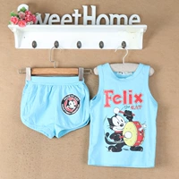 Trẻ em cổ tròn in tank Top + Quần thun lưng thun thời trang hoang dã D6-9 váy trẻ em đẹp