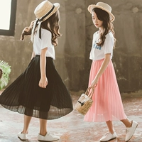 Шифоновая юбка на девочку, детская длинная юбка, сезон 2021, в корейском стиле, подходит для подростков, в западном стиле
