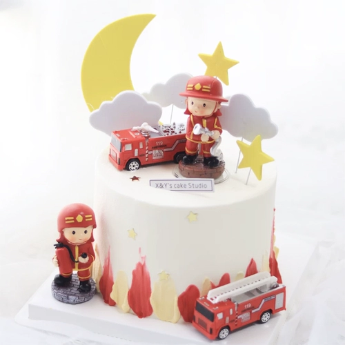 Пожарные спасают тему аккаунта поезда. Вставка для торта на день рождения декоративный десертный настольный стол вставка для выпечки