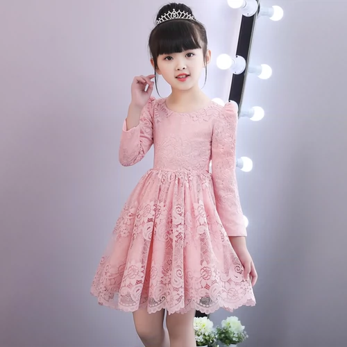 Платье, детская кружевная юбка, наряд маленькой принцессы, зимняя одежда, детская одежда, длинный рукав, в западном стиле