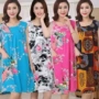 Không tay nightdress nữ mùa hè bông lụa mẹ bông lỏng nightdress cộng với phân bón xl Hàn Quốc nhà ăn mặc váy ngủ đẹp