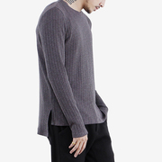 [Ly dị] thiết kế ban đầu màu rắn len retro vòng cổ loose áo len cơ sở cơ sở knit T-Shirt