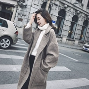Phiên bản Hàn Quốc giản dị buộc dây thắt eo bằng áo len kẻ sọc nữ mùa đông 2018 mới học sinh khoác ngoài đầu gối
