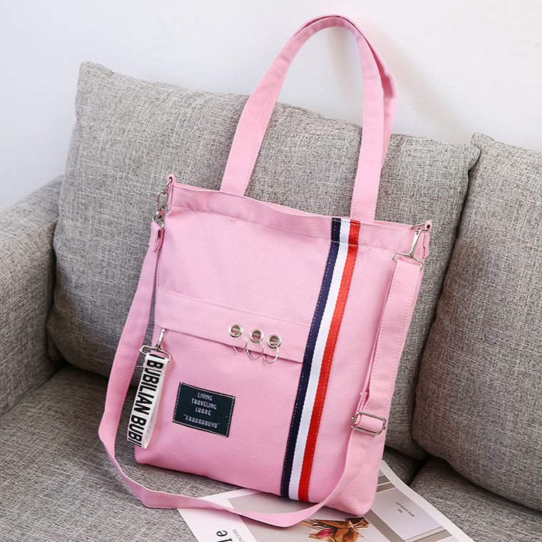 Pinktrend the republic of korea Simple leisure cowboy Canvas bag like a breath of fresh air portable Cloth bag Solid color Versatile literature The single shoulder bag