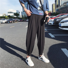 Spring and summer men's thin split casual pants Korean Trend loose straight tube drop feeling radish pants legging Capris
