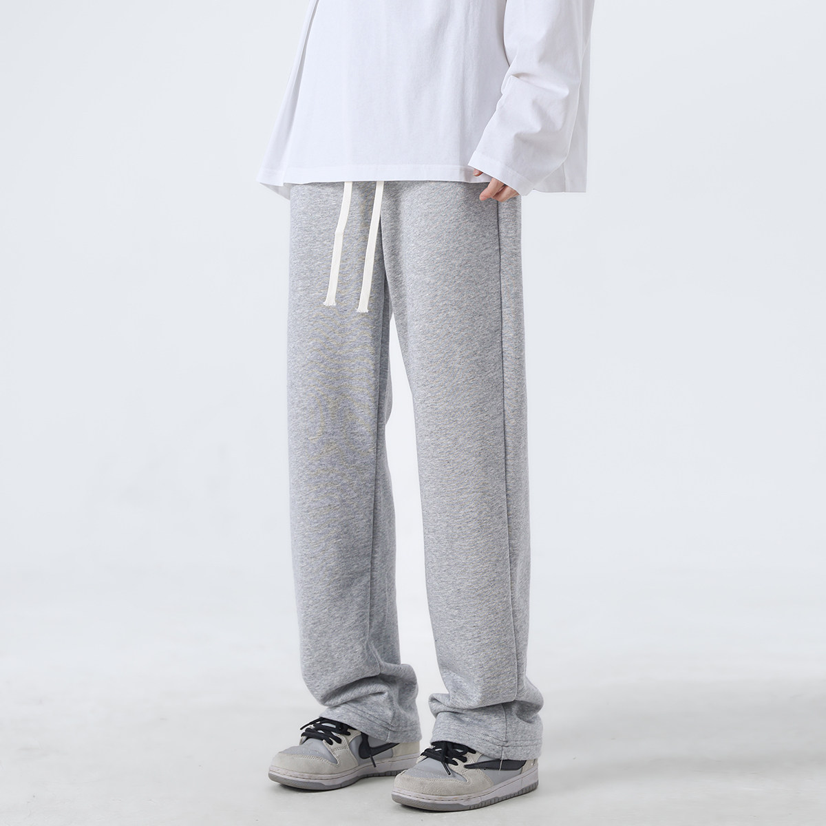 American heavyweight sweatpants for men's spring new trendy brand straight-leg loose sport pants, black versatile casual pants