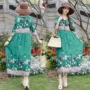 Mùa hè 2019 mới retro phong cách quốc gia cotton lụa văn học váy bảy điểm tay áo kích thước lớn của phụ nữ váy mỏng - Váy dài áo đầm dài