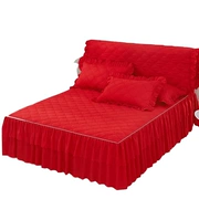 Phiên bản Hàn Quốc của công chúa váy cotton đơn mảnh màu đỏ loại giường ga trải giường dày chống trượt giường bảo vệ mùa thu và mùa đông - Váy Petti