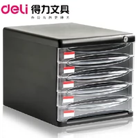 Deli File Cabinet 9795 Данные на рабочем столе, изготовленные в пластиковом шкафу для рисования 5 -й слой с замок Black/Grey