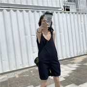 Quần short gót nhọn hỗn loạn nữ phiên bản Hàn Quốc của mùa hè khí chất hoang dã giản dị lỏng lẻo mỏng mảnh quây chân rộng jumpsuit - Quần short