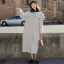 Áo mới 2018 phiên bản Hàn Quốc của áo dài in đại học gió đơn áo choàng cổ áo len dày áo khoác nữ mùa đông Áo khoác dài