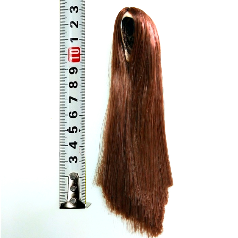 2 Long Straight Hair, Dark Brown1 / 6 Man soldier female Head carving Hair cover Wigs fit ymtoysgactoyskumik1 : 6 female Head carving change head