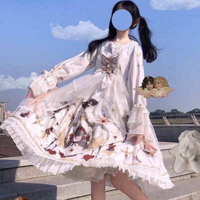 taobao agent Japanese demi-season dress, Lolita style, Lolita OP, long sleeve