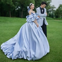 Свадебное платье для принцессы подходит для фотосессий, одежда для влюбленных, открытые плечи