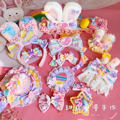 taobao agent Genuine rainbow doll, headband, hair accessory, rabbit, badge, Lolita style
