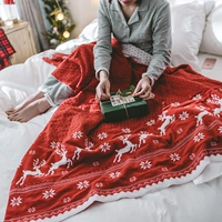 Nordic Giáng sinh tuyết nai sừng tấm mềm chân chăn dệt kim của sofa giường được trang trí phòng ngủ chăn khăn choàng chăn che chăn giải trí - Ném / Chăn chăn lông cừu xịn