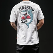 Mùa hè mới phim hoạt hình cá mập boxer in ngắn tay nam T-Shirt thanh niên thể dục thể thao áo sơ mi xu hướng TEE