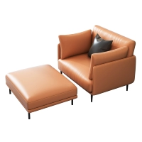 Диван-кресло + подставка для ног (розово-оранжевый) в форме губки