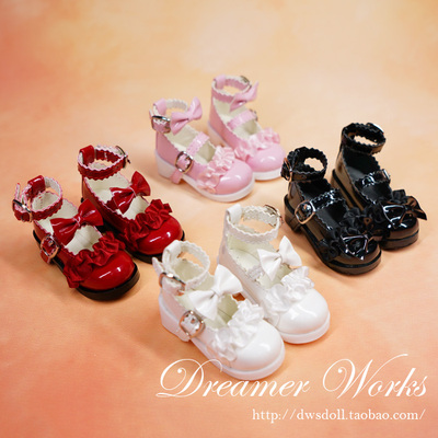 taobao agent Doll, footwear with bow for leather shoes, Lolita style, scale 1:4, scale 1:3