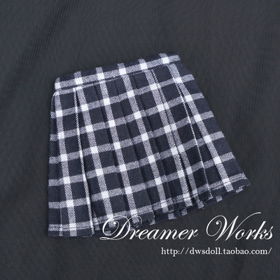 taobao agent BJD baby clothing SD with 3 minutes, 4 minutes, 6 points, dark blue checked folding skirt 1/3 1/4 1/6