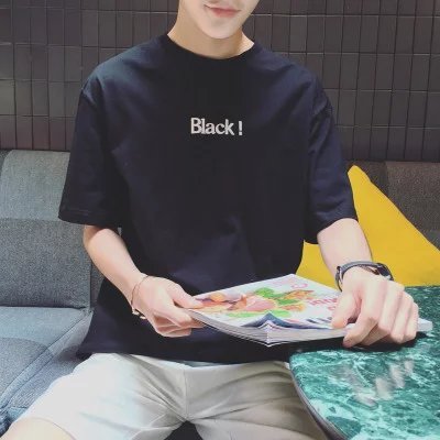 2018 mùa hè mới lỏng ngắn tay t- shirt nam Hàn Quốc phiên bản của xu hướng 5 năm- điểm tay áo bảy- điểm tay áo sinh viên trong tay áo trên quần áo Áo phông ngắn