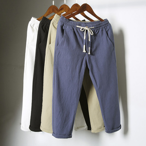 Người đàn ông của mùa hè linen chín quần của nam giới quần quần âu nam phần mỏng lỏng 9 điểm 8 tám điểm cotton và linen nam quần thủy triều
