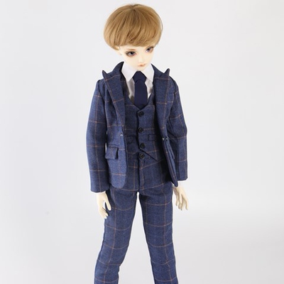 taobao agent [Custom] BJD SD baby clothes suit suit male baby men's clothing 1/4 1/3 uncle [Blue grid suit]