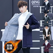 Mùa thu và mùa đông áo khoác mới in áo khoác mỏng nam Hàn Quốc cộng với áo gió nhung dày