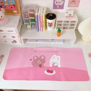 Eat Strawberries TogetherCartoon Soft sprout Bear Rabbit Table mat student dormitory Mouse pad computer Keyboard pad Table mat desk decorate female