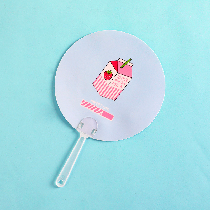 Strawberry Milksummer cool and refreshing originality Cartoon hold Small fan With you Portable Small round fan lovely Mini children Hand shake Fan