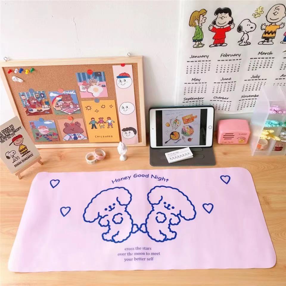 2 × 2 PinkCartoon Soft sprout Bear Rabbit Table mat student dormitory Mouse pad computer Keyboard pad Table mat desk decorate female