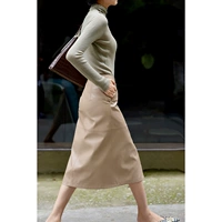 Демисезонная полиуретановая длинная юбка, французский стиль, высокая талия