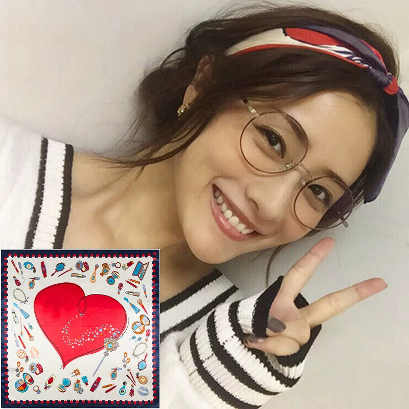 [石原里美 发带 大方巾女缎面 方巾头巾 丝巾发带 女生 礼物hijab]